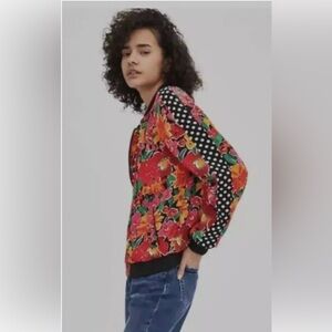 Zara floral bomber silky jacket size large